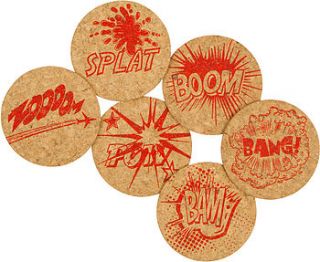 comic book cork coasters by impulse purchase