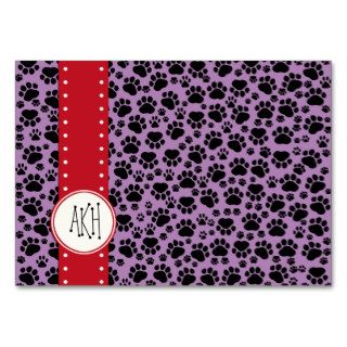 Dog Paws Traces Paw prints Purple Black Red Business Card Templates