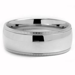 Oliveti Stainless Steel Classic Dome Millegrained Wedding Band Ring (8 mm) Oliveti Men's Rings