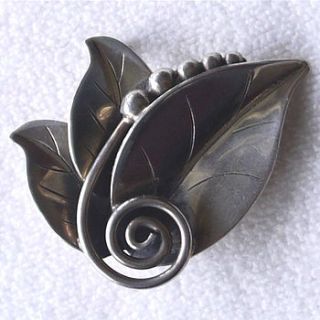 vintage art deco silver leaf brooch by ava mae designs