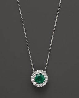Emerald and Diamond Pendant in 14K White Gold's