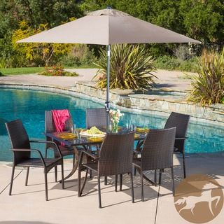 Christopher Knight Home Libson Rectangular Outdoor Cast and Wicker 7 piece Set Christopher Knight Home Dining Tables