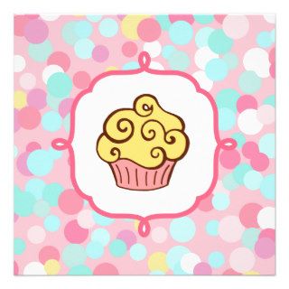 Yellow Swirl Cupcake Invitations