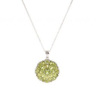 9.15 ct tw Peridot Cluster Design Sterling Pendant —