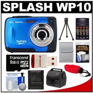 Bell & Howell Splash WP10 Shock & Waterproof Digital Camera (Blue) with 8GB Card/Reader + Case + Batteries/Charger + Tripod + Accessory Kit  Point And Shoot Digital Camera Bundles  Camera & Photo