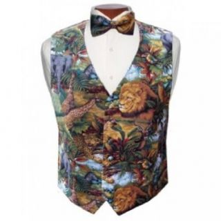 King of the Jungle Tuxedo Vest and Bow Tie Size Small at  Mens Clothing store Apparel Accessories