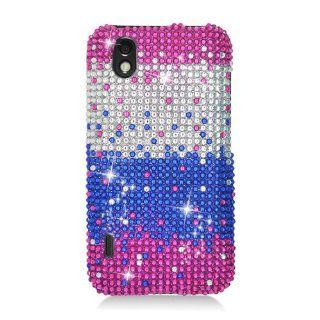 Eagle Cell PDLLS855S321 RingBling Brilliant Diamond Case for LG Optimus S/Optimus U/Optimus V   Retail Packaging   Pink/Silver/Blue Waterfall Cell Phones & Accessories