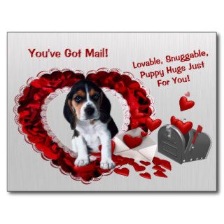 Basset Hound You've Got Mail Puppy Hugs Valentine Post Card
