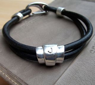 personalised deco silver and leather bracelet by claire gerrard designs