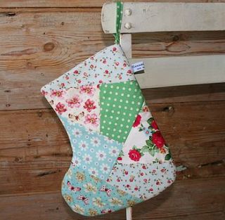 floral patchwork christmas stocking by cinnamon kids