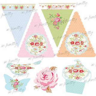 printable tea party decorations kit by beautiful day