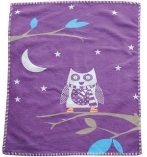 cotton owl blanket purple by harmony at home children's eco boutique