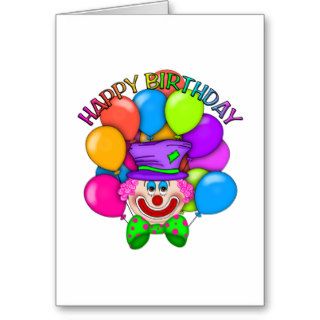 Happy Birthday Clown and Balloons Cards
