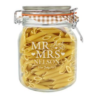 personalised 'mr and mrs' glass kilner jar by the letteroom