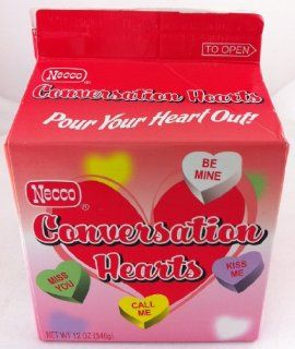 Necco Conversation Hearts, 12oz Carton  Hard Candy  Grocery & Gourmet Food