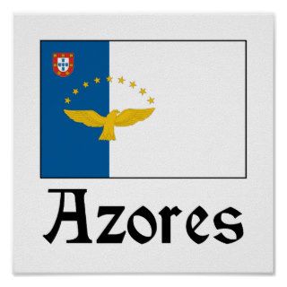 Azores Flag black name Poster