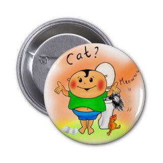 Funny cat in toilet (loo) cartoon   wasn't me kid buttons