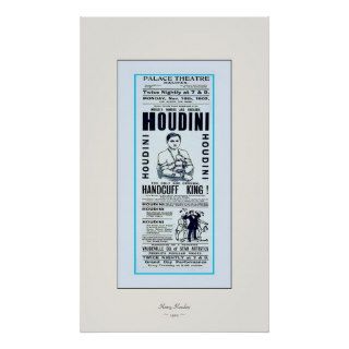 Houdini ~ Handcuff King ~ Vintage Magician Poster