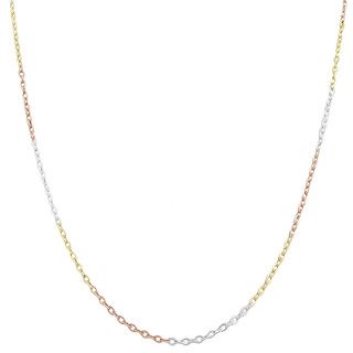 Fremada 14k Tri color Gold over Sterling Silver Flat Cable Chain Fremada Sterling Silver Necklaces
