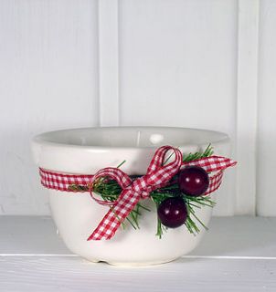 christrmas candle in a pudding basin by seahorse