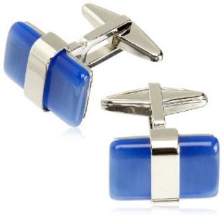 Kenneth Cole REACTION Men's Optic Stone Cufflink,Blue,One Size Clothing
