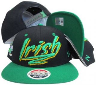 Notre Dame Fighting Irish Black/Green Two Tone Plastic Snapback Adjustable Plastic Snap Back Hat / Cap Clothing