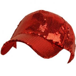 Unisex Sequins Shiny Flashy Dance Party Baseball Hat Ball Cap Red Adjustable