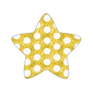 Modern Yellow Gold Glitter Polka Dots Pattern Star Stickers