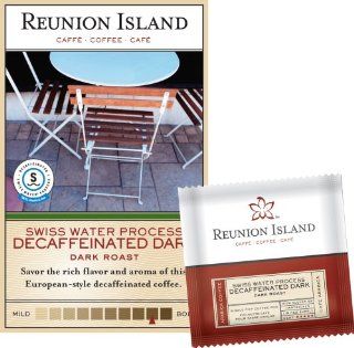 Reunion Island Swiss Water Process Decaffeinated Dark, 18 Count Coffee Pods, 0.335 Ounce Pouch (Pack of 6)  Grocery & Gourmet Food