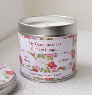 personalised 'grandma' loves candle by andrea fay's