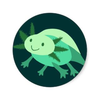 Green Axolotl Round Stickers