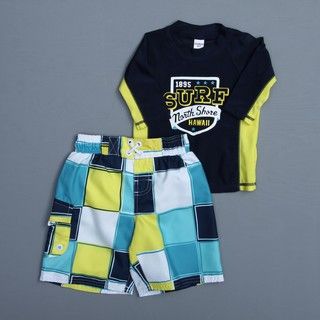 Osh Kosh Toddler Boy's Colorblocked 2 piece Rash Guard Swimsuit Osh Kosh Boys' Swimwear