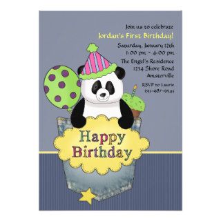 Pocket Panda Birthday Party Invitation
