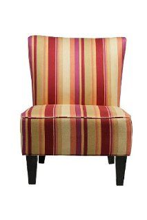 Handy Living 340C PMG92 035 Halsted Armless Transitional Accent Chair, Burgundy And Mardi Gras Gold Striped Design   Living Room Chairs