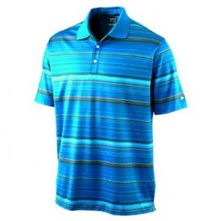 NIKE Men's Tiger Woods Collection Dri FIT Bold Mutli Stripe Golf Polo Shirt, Surf BlueLight Charcoal/University Blue, Small  Golf Apparel  Sports & Outdoors