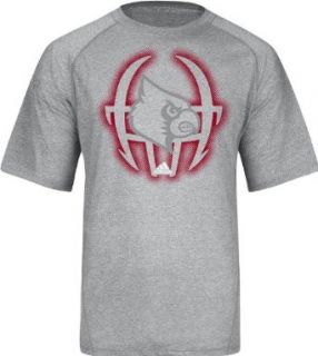 Louisville Cardinals Adidas 2013 Grey Face Mask Climalite Football T Shirt (Small) Clothing