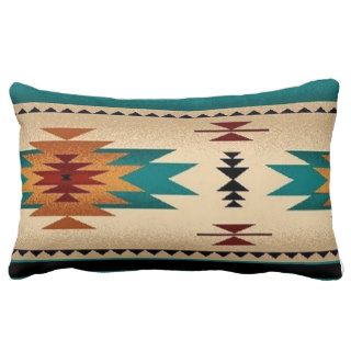 Native American Indian Turquoise Print Design Throw Pillows