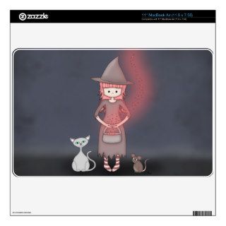 Whimsical Good Witch in Girly Pink and Grey Skins For The MacBook Air