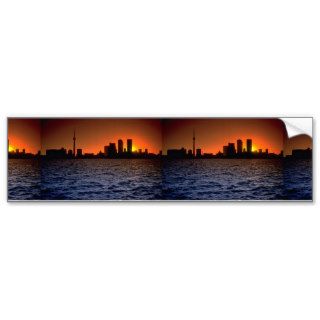 Beautiful Sunset Toronto skyline at sunset, Ontar Bumper Stickers