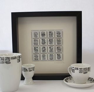 illustrated crisp tiles picture in box frame by martha mitchell design
