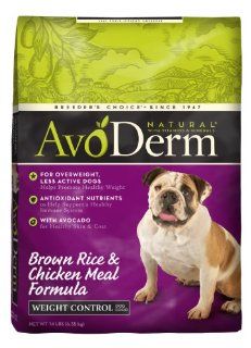 AvoDerm Natural Chicken Meal and Brown Rice Formula Weight Control Dog Food, 14 Pound  Dry Pet Food 