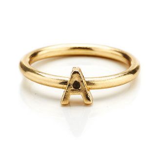 alpha initial ring in gold by rock 'n rose