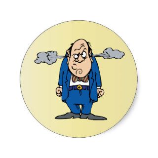 Funny Cartoon Male Man Angry Stress Round Stickers