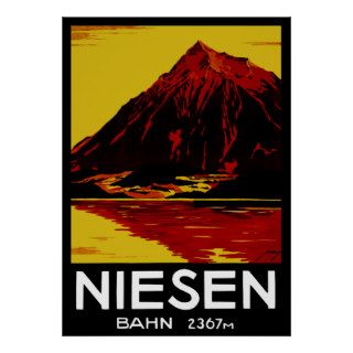 Niesen Bahn Switzerland ~ Vintage Swiss Travel Print