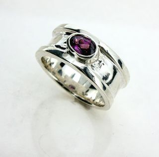 small silver and garnet drum ring by will bishop jewellery design