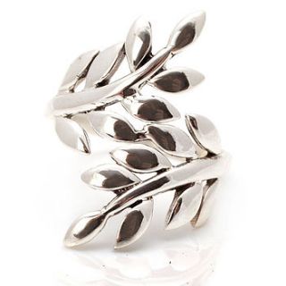 handmade leaf silver ring by charlotte's web