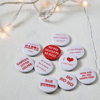 pack of 10 christmas party badges by twenty seven
