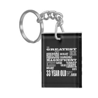 33rd Birthday Party Greatest Thirty Three Year Old Square Acrylic Keychain