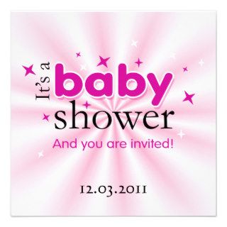 Modern Text Pink Stars Funny Baby Shower Party Custom Invitation