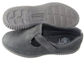ECCO SOFT V WALK T STRAP LADIES COMFORT WALKING SHOES BLACK 38 7 7.5 Shoes